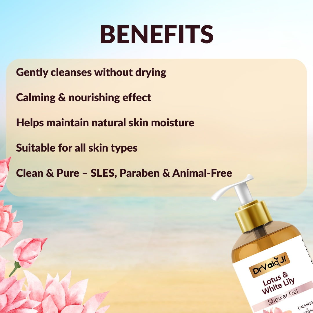 white lily oil benefits Lotus and White Lily Shower Gel